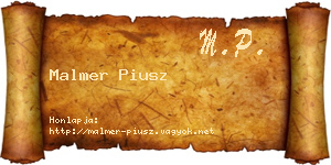 Malmer Piusz névjegykártya